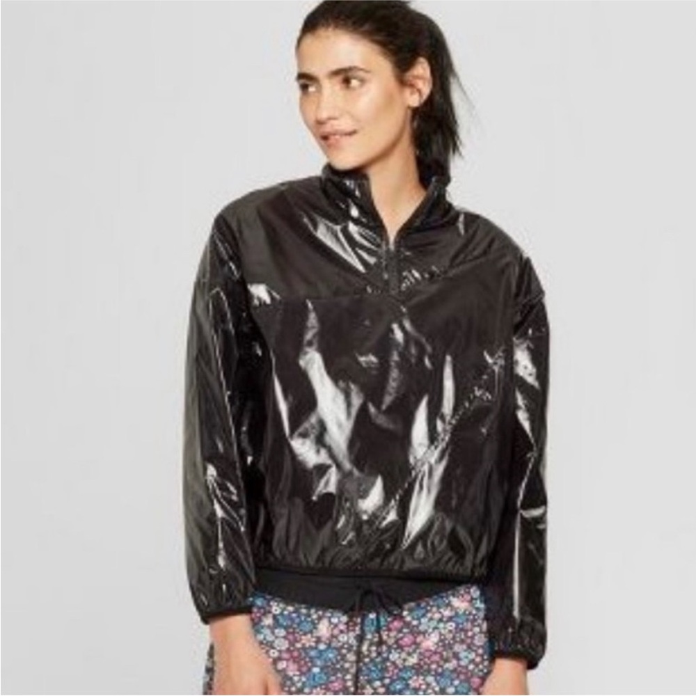 JoyLab Shiny Black Windbreaker Jacket NWT Size XXL